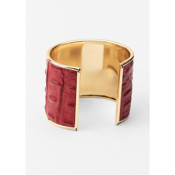 Nwt- Zara METALLIC LEATHER BRACELET - Picture 3 of 6